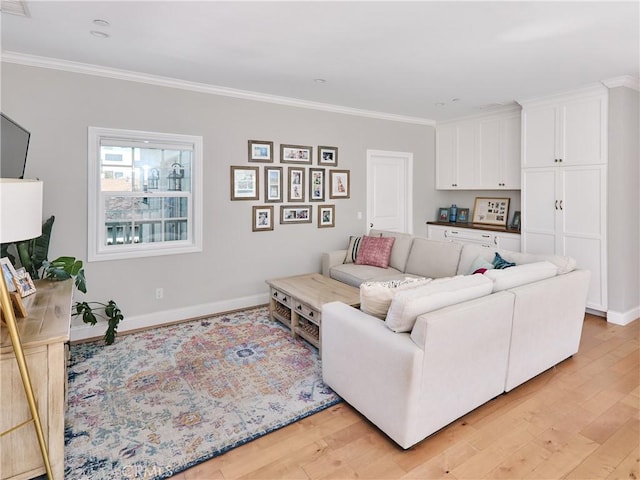 6443 W 81st St, Los Angeles, CA 90045 - living area with light wood finished floors, crown molding, and baseboards