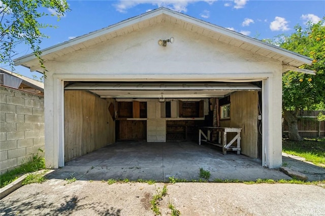 view of detached garage