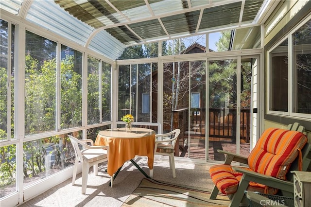919 S Waldstrasse Way, Big Bear Lake, CA 92314 - sunroom with outdoor dining space and healthy amount of natural light