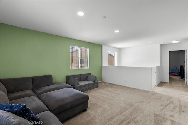 1021 Cambridge Ct, Lancaster, CA 93535 - living area featuring light carpet, recessed lighting, and baseboards