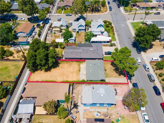 aerial perspective of suburban area featuring property parcel outlined