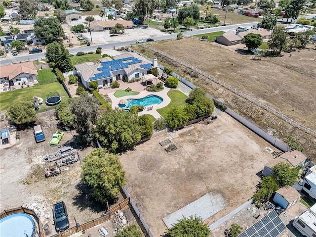 aerial view of residential area with a pool area