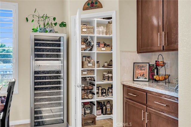 storage area with beverage cooler