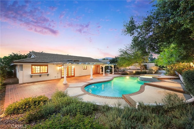 2148 Aquinas Ave, Claremont, CA 91711 - view of pool with french doors, a patio, and a pool with connected hot tub