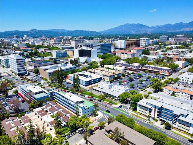 view of urban area with a mountain backdrop