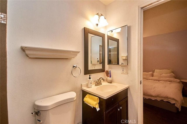 bathroom featuring toilet, vanity, and ensuite bath