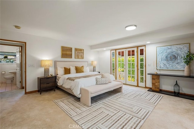 1038 E Meda Ave, Glendora, CA 91741 - bedroom with light carpet, multiple windows, access to exterior, and baseboards