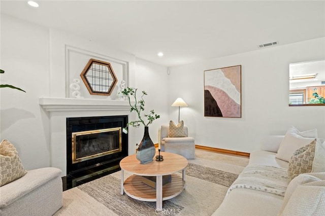 1038 E Meda Ave, Glendora, CA 91741 - living area featuring a glass covered fireplace, recessed lighting, and baseboards