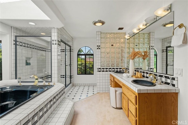 1038 E Meda Ave, Glendora, CA 91741 - full bath featuring a shower stall, a bath, and double vanity