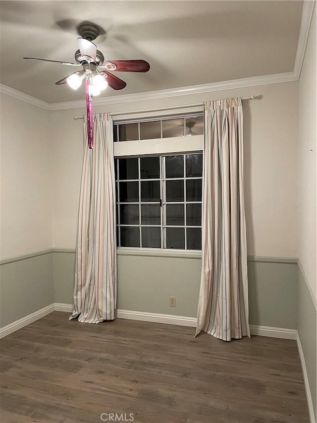 2929 Crape Myrtle Cir, Chino Hills, CA 91709 - spare room featuring ceiling fan, wood finished floors, crown molding, and baseboards