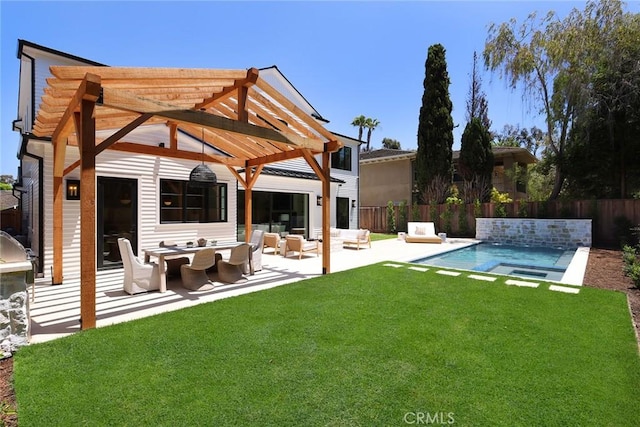 1991 Port Claridge Pl, Newport Beach, CA 92660 - view of yard featuring an outdoor hangout area, a pergola, and a patio