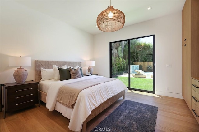 1991 Port Claridge Pl, Newport Beach, CA 92660 - bedroom featuring access to outside, light wood finished floors, and recessed lighting