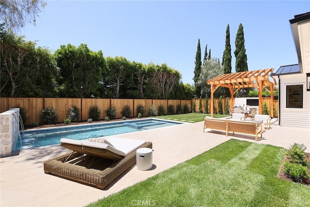 1991 Port Claridge Pl, Newport Beach, CA 92660 - view of pool with a pergola, outdoor lounge area, a patio area, and a pool with connected hot tub