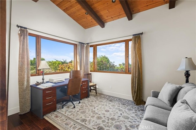 295 Via Piedras Blancas, San Simeon, CA 93452 - office area with wood finished floors, wooden ceiling, and baseboards