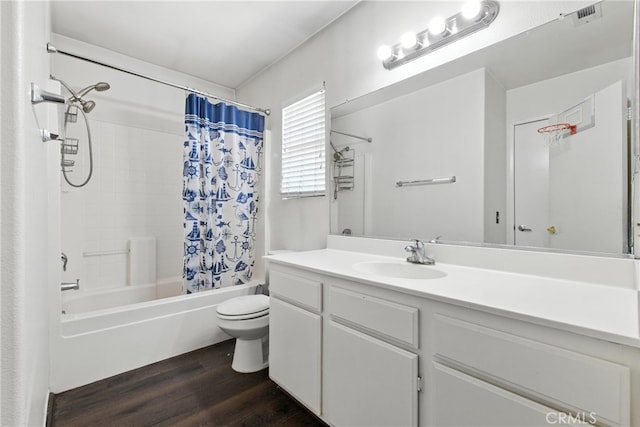 25323 Bayside Pl, Harbor City, CA 90710 - bathroom with shower / tub combo with curtain, wood finished floors, and vanity