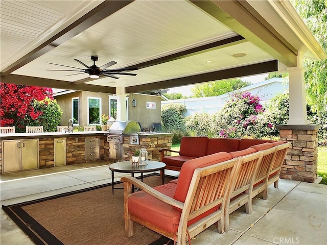 1820 Carfax Ave, Long Beach, CA 90815 - view of patio featuring outdoor lounge area, ceiling fan, and a sink