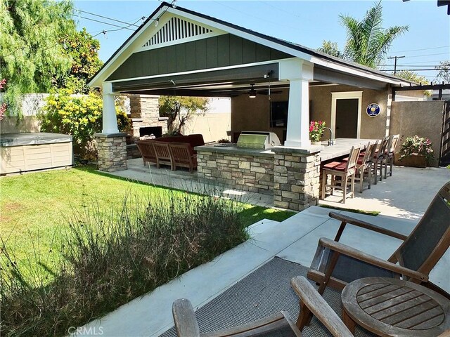 1820 Carfax Ave, Long Beach, CA 90815 - view of patio / terrace with a bar, a hot tub, and area for grilling