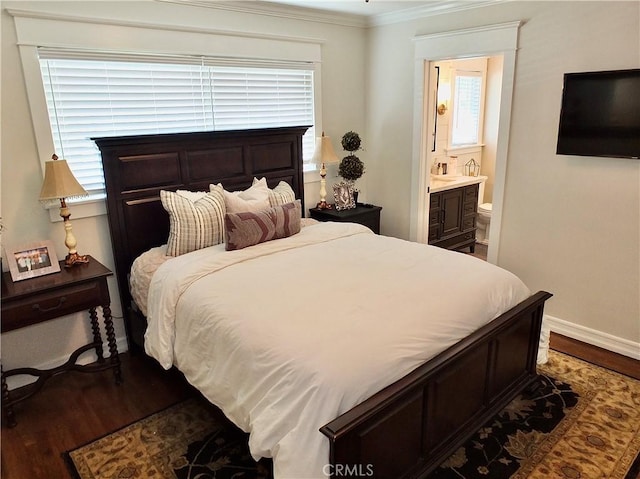 1820 Carfax Ave, Long Beach, CA 90815 - bedroom with dark wood-type flooring, crown molding, baseboards, and multiple windows