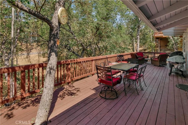 2303 Ridge Rider Rd, Bradley, CA 93426 - wooden deck featuring outdoor dining area and area for grilling