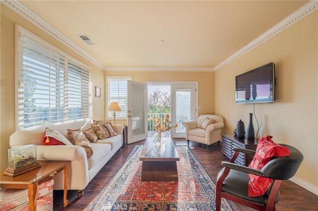 435 S Estate Dr, Orange, CA 92869 - living area with wood finished floors, crown molding, and baseboards