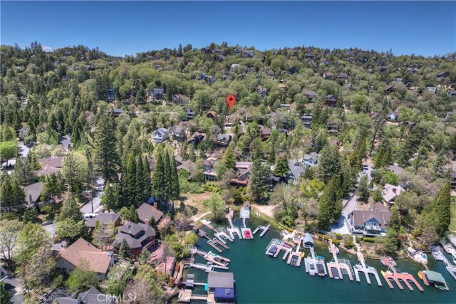 27559 N Bay, Lake Arrowhead, CA 92352 - aerial view of property and surrounding area with numerous boat docks