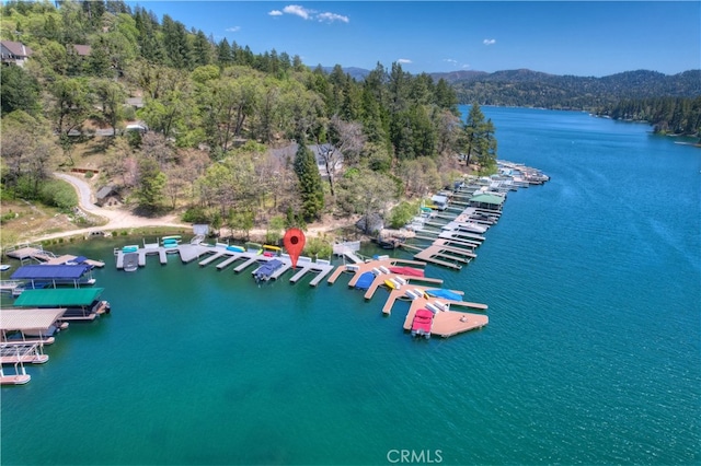 27559 N Bay, Lake Arrowhead, CA 92352 - drone / aerial view of a water and mountain view and a heavily wooded area