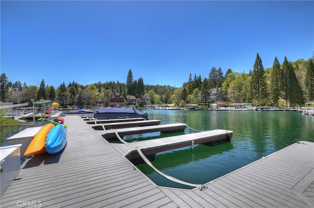 27559 N Bay, Lake Arrowhead, CA 92352 - dock area featuring a water view and a view of trees
