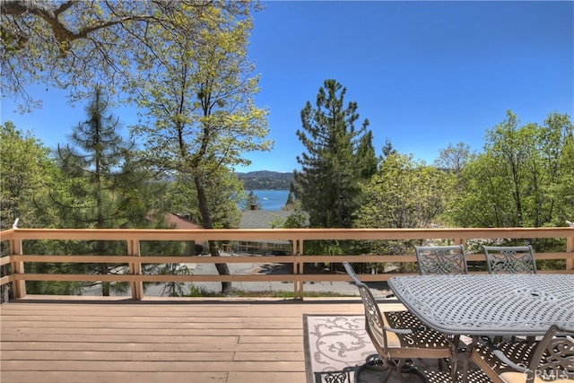 27559 N Bay, Lake Arrowhead, CA 92352 - deck featuring a water view and outdoor dining area