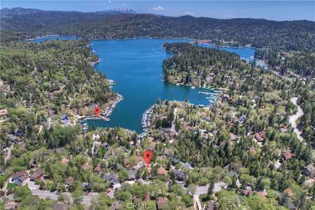 27559 N Bay, Lake Arrowhead, CA 92352 - aerial view of a water and mountain view and a heavily wooded area