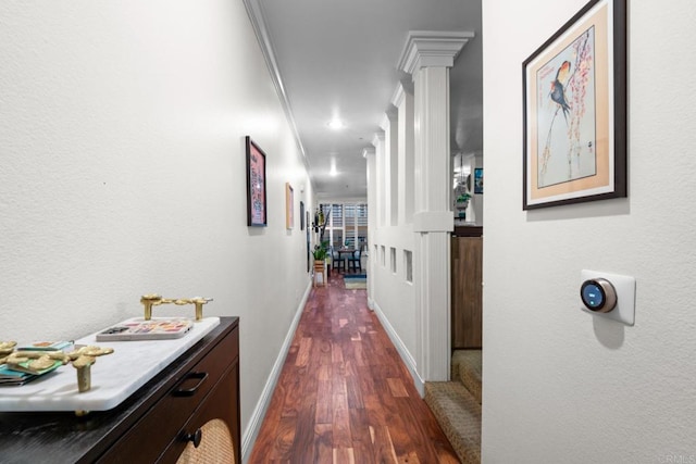 1465 C St Unit 3416, San Diego, CA 92101 - corridor featuring dark wood-style flooring, baseboards, and ornamental molding