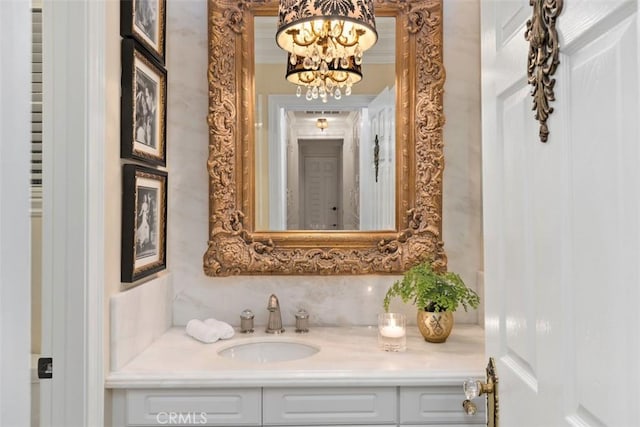 3 Blue Spruce Dr, Ladera Ranch, CA 92694 - bathroom featuring vanity and a chandelier