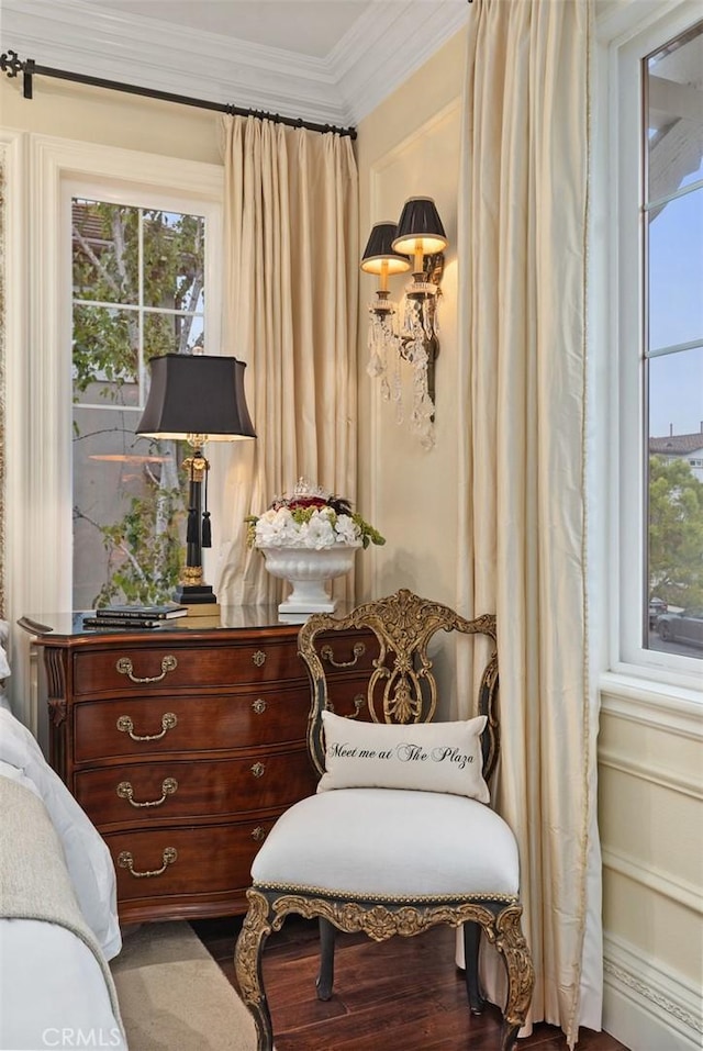 3 Blue Spruce Dr, Ladera Ranch, CA 92694 - sitting room featuring ornamental molding and wood finished floors