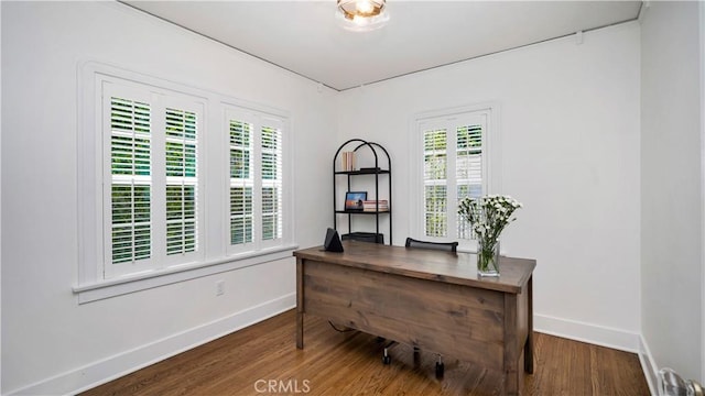 2336 N Riverside Dr, Santa Ana, CA 92706 - home office featuring baseboards and wood finished floors