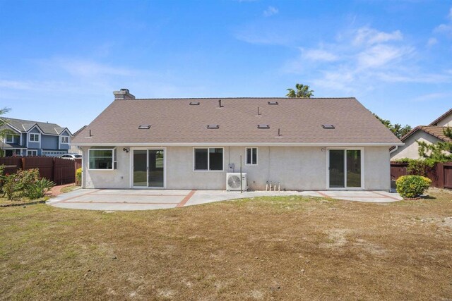 4888 Northerly St, Oceanside, CA 92056 - rear view of house featuring stucco siding, a patio, a chimney, and a cooling unit