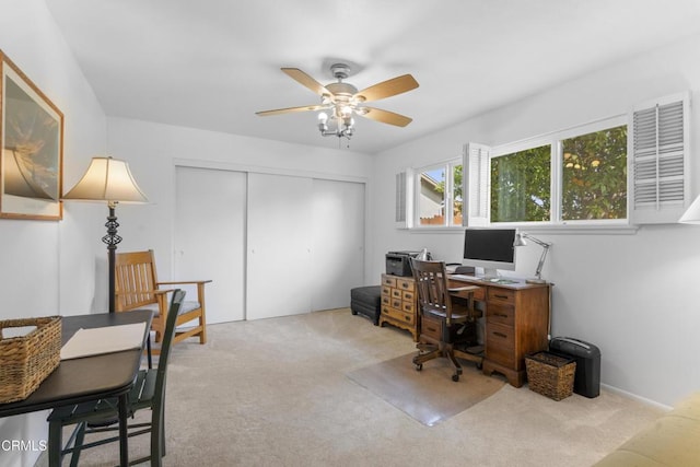 9502 El Portal Ct, Ventura, CA 93004 - home office with carpet flooring and a ceiling fan