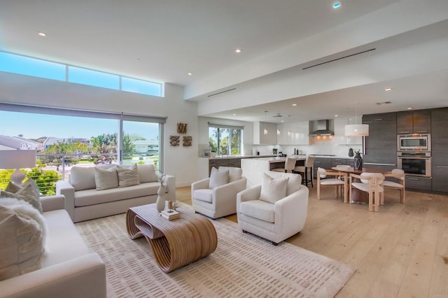 747 S Cedros Ave, Solana Beach, CA 92075 - living area featuring light wood-type flooring and recessed lighting