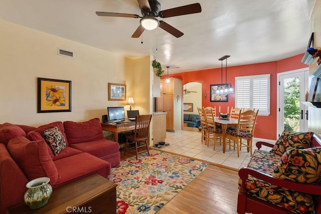 577 S Albertson Ave, Covina, CA 91723 - living area featuring a ceiling fan and light wood-style floors