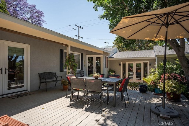 577 S Albertson Ave, Covina, CA 91723 - wooden deck with french doors and outdoor dining space