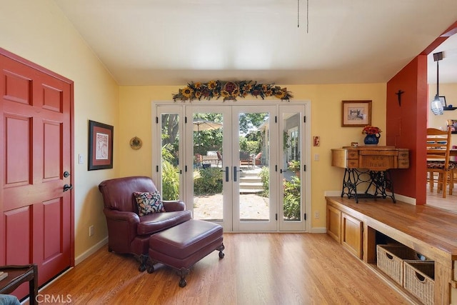 577 S Albertson Ave, Covina, CA 91723 - sitting room with light wood-type flooring, baseboards, and french doors