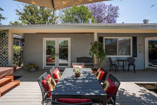 577 S Albertson Ave, Covina, CA 91723 - wooden deck with french doors and outdoor dining space
