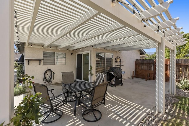16251 Malaga St, Fontana, CA 92336 - view of patio / terrace featuring a pergola, outdoor dining area, and area for grilling