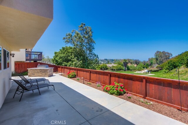 7411 Brava St, Carlsbad, CA 92009 - fenced backyard featuring a patio and an outdoor kitchen