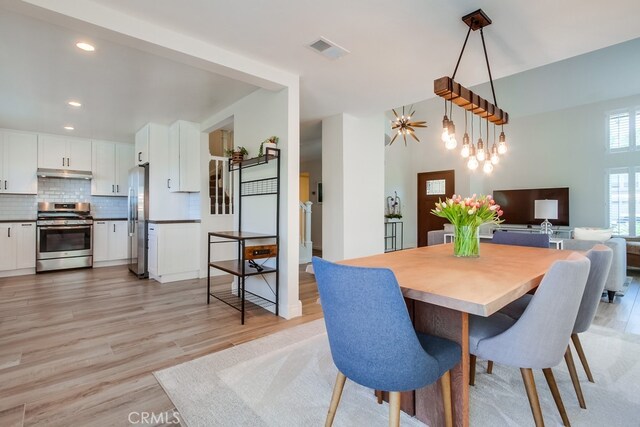 7411 Brava St, Carlsbad, CA 92009 - dining area with light wood finished floors and recessed lighting