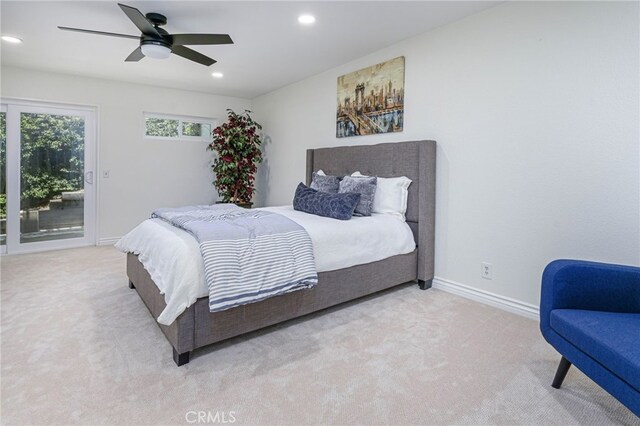 20640 Smoketree Ave, Yorba Linda, CA 92886 - carpeted bedroom with recessed lighting, baseboards, ceiling fan, and access to outside