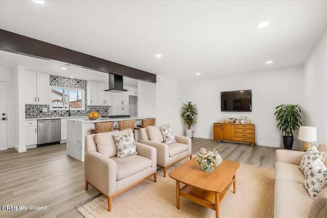 430 La Canada Ave, Oxnard, CA 93033 - living room featuring light wood-type flooring and recessed lighting