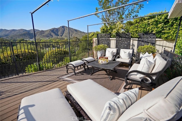 6617 Oak Forest Dr, Oak Park, CA 91377 - view of patio / terrace with a mountain view and an outdoor living space