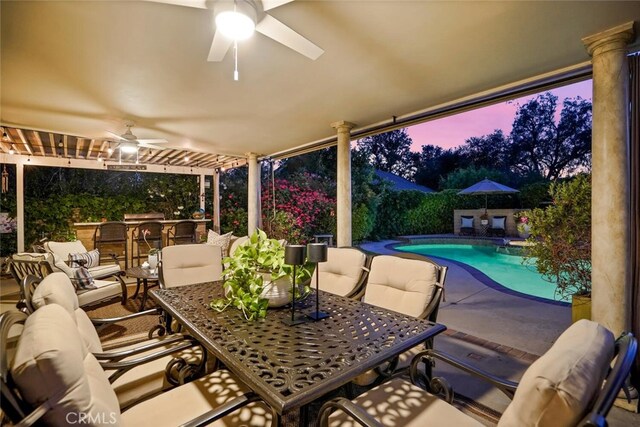 6617 Oak Forest Dr, Oak Park, CA 91377 - view of patio / terrace with ceiling fan and outdoor dining area