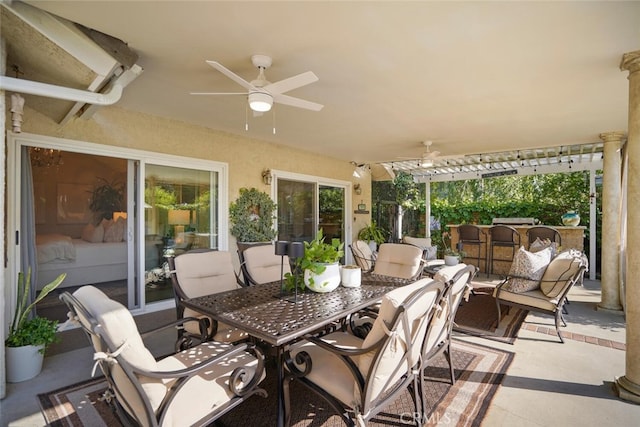 6617 Oak Forest Dr, Oak Park, CA 91377 - view of patio featuring outdoor dining area, ceiling fan, and outdoor lounge area