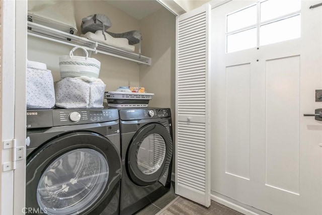 17465 Tuscan Dr, Granada Hills, CA 91344 - laundry room with independent washer and dryer and tile patterned flooring