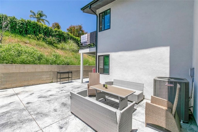 17465 Tuscan Dr, Granada Hills, CA 91344 - view of patio / terrace featuring a balcony, cooling unit, and outdoor dining area